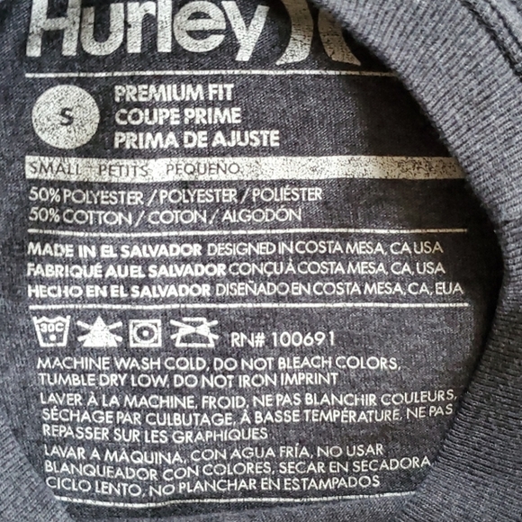 Hurley grey guitar anchor short sleeve tee size small - Picture 4 of 8